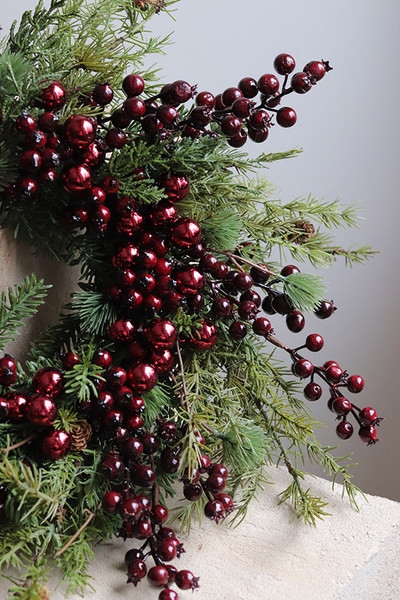 OD RĘKI Burgundia, świąteczny wianek dekoracyjny, rozp.63cm