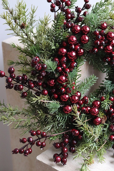 OD RĘKI Burgundia, świąteczny wianek dekoracyjny, rozp.63cm