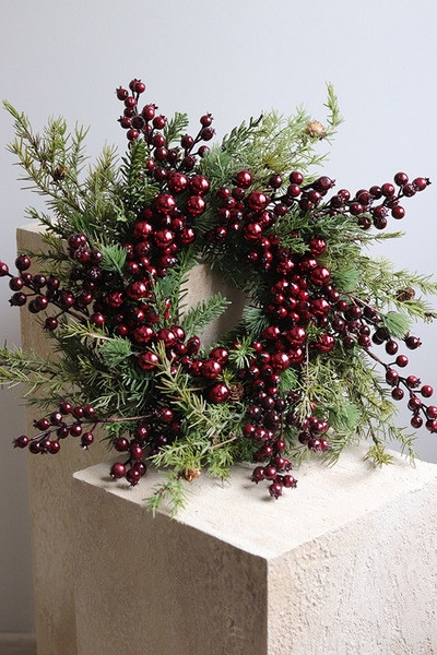 OD RĘKI Burgundia, świąteczny wianek dekoracyjny, rozp.63cm