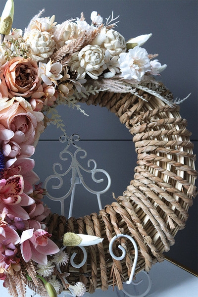 OD RĘKI Sevilla, asymetryczny wianek dekoracyjny, rozp.46cm