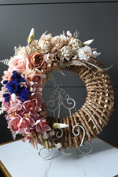 OD RĘKI Sevilla, asymetryczny wianek dekoracyjny, rozp.46cm