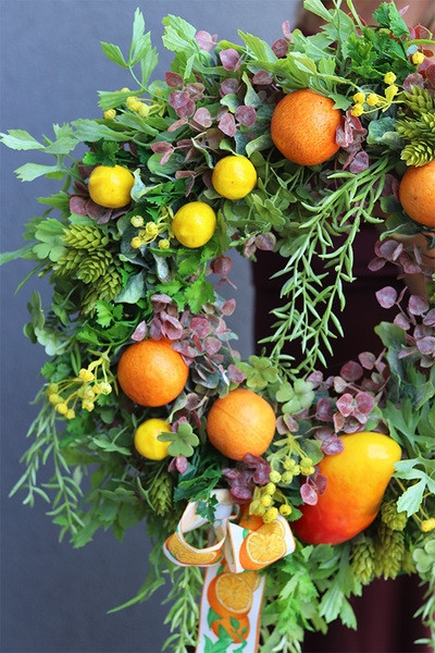 OD RĘKI Mango Citrus, wianek na drzwi z owocami, śr.60cm