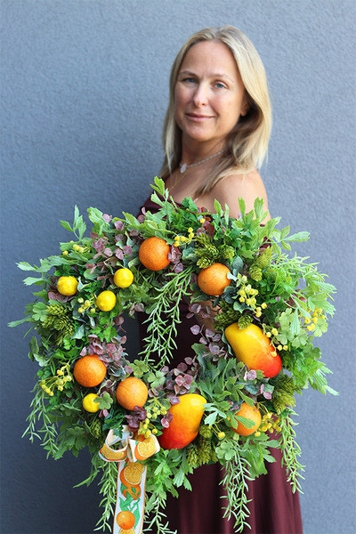 OD RĘKI Mango Citrus, wianek na drzwi z owocami, śr.60cm