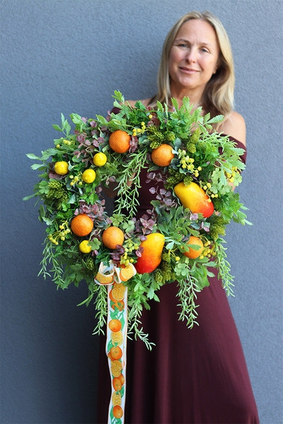 OD RĘKI Mango Citrus, wianek na drzwi z owocami, śr.60cm