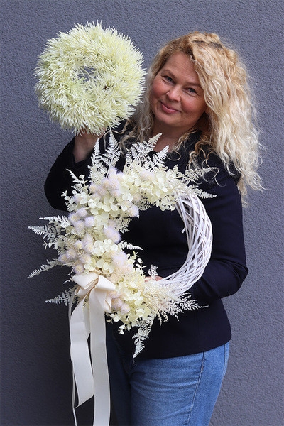 OD RĘKI Boho Bloomfield, asymetryczny wianek dekoracyjny, rozp.40cm