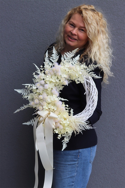 OD RĘKI Boho Bloomfield, asymetryczny wianek dekoracyjny, rozp.40cm