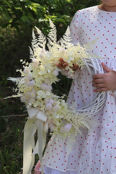 OD RĘKI Boho Bloomfield, asymetryczny wianek dekoracyjny, rozp.40cm